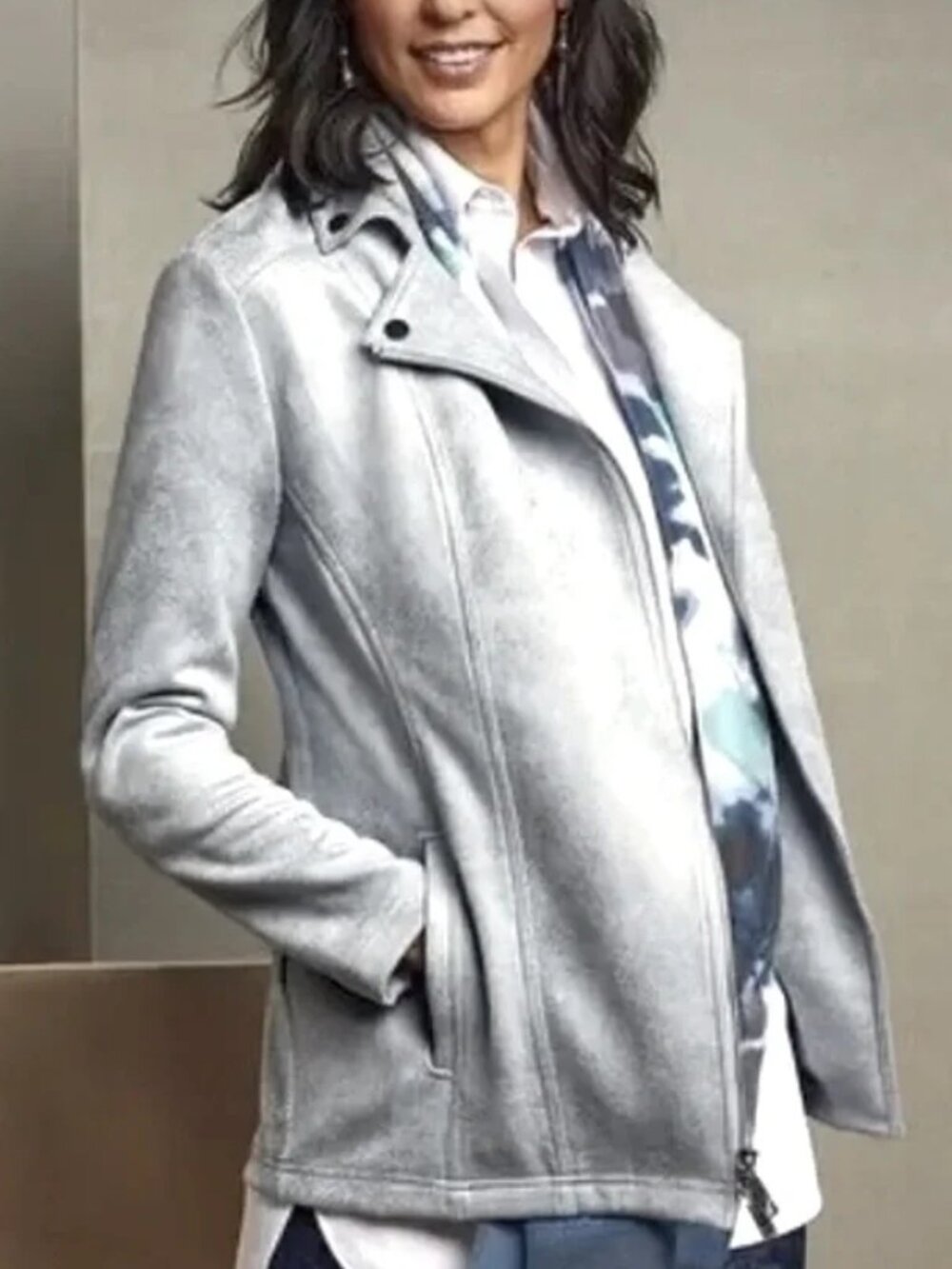 Chico's Elongated Faux Suede Moto Jacket, sz M (Chico's 1) - NWT!!